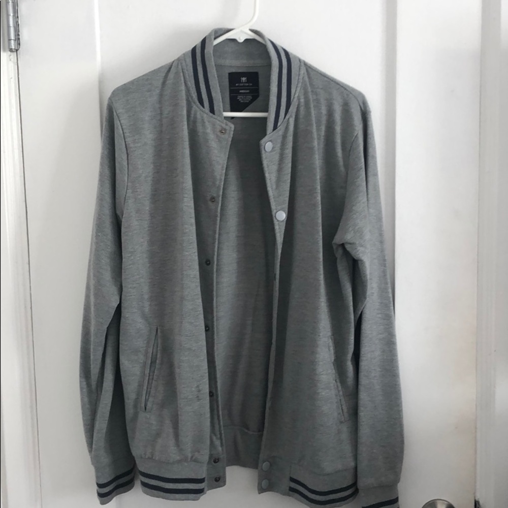 Grey cotton in varsity jacket